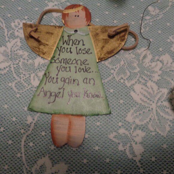 GOLDEN CHRISTMAS ORNAMENT METAL ANGEL DISCO CRYSTAL BALL BEADED ORN LOT - Picture 9 of 10